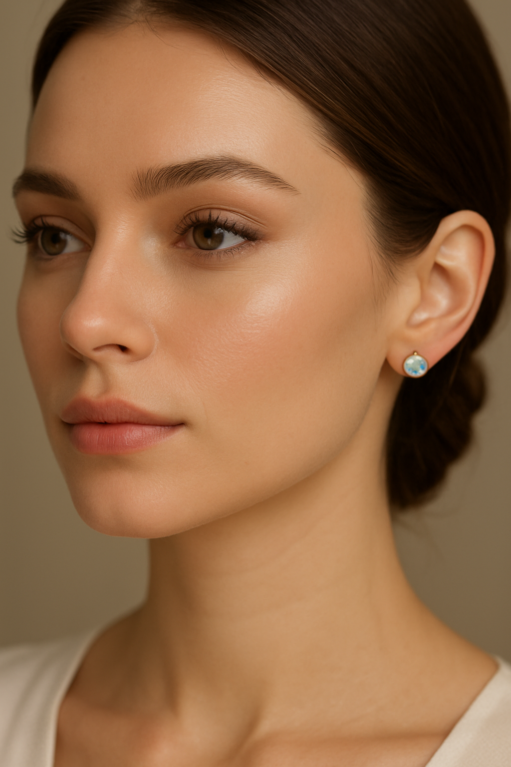 Gold-Plated Opal Stud Earrings