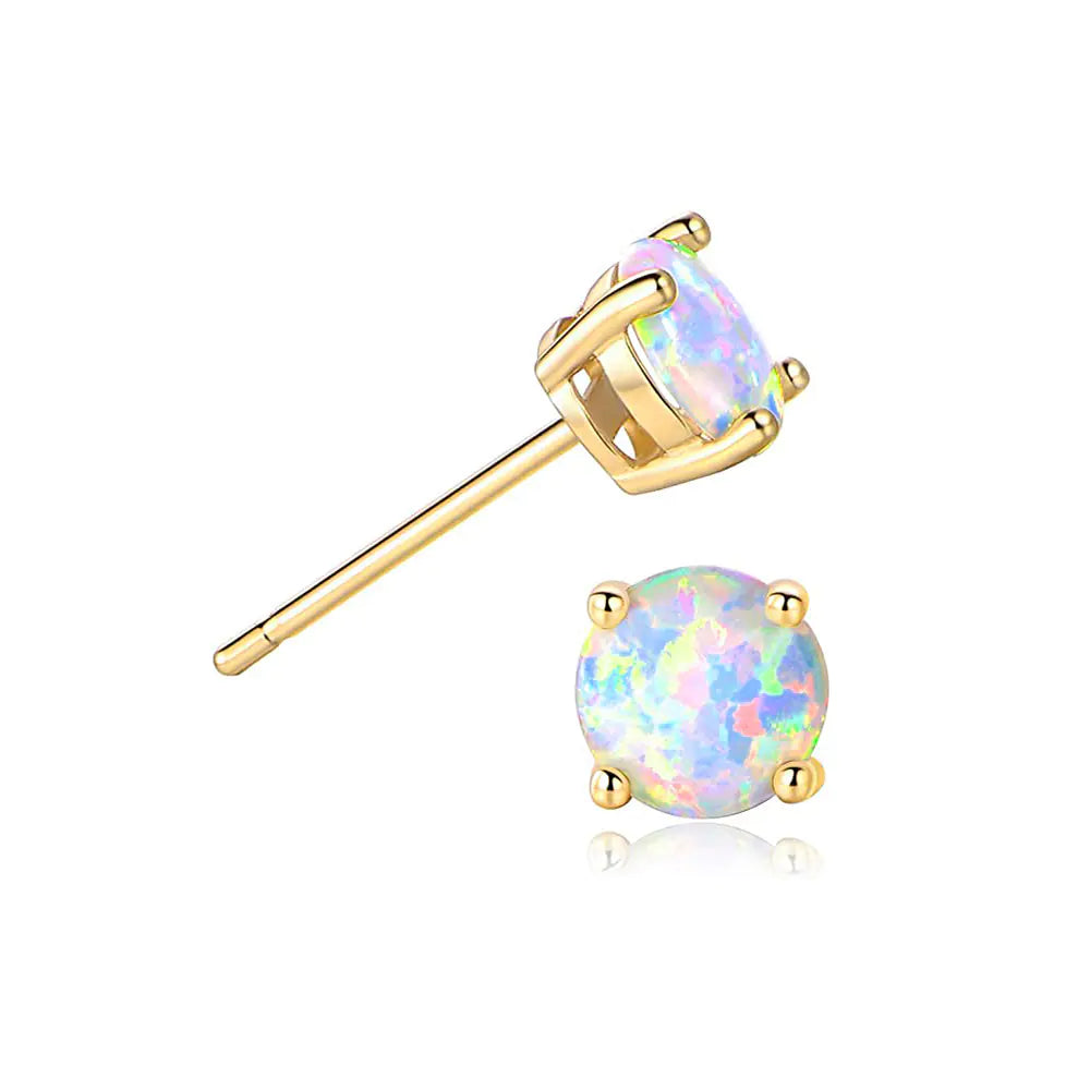 Gold-Plated Opal Stud Earrings