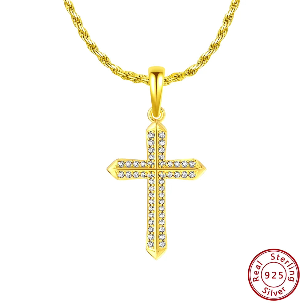 Moissanite Cross Pendant 2mm Chain