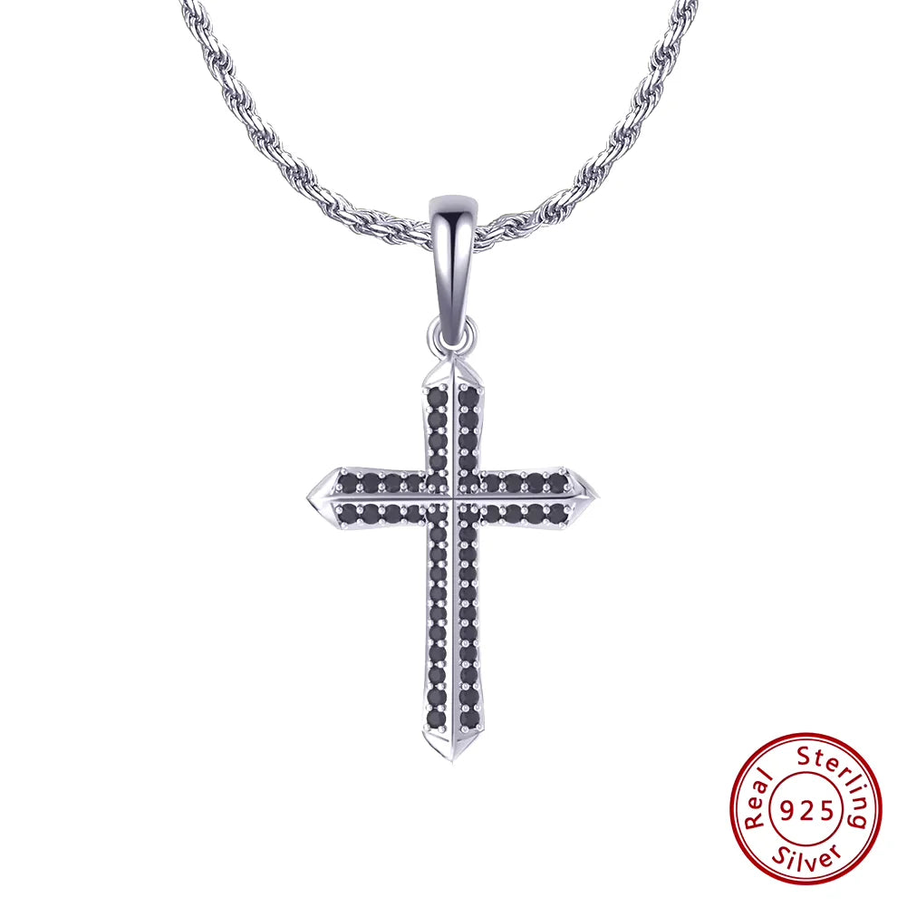 Moissanite Cross Pendant 2mm Chain