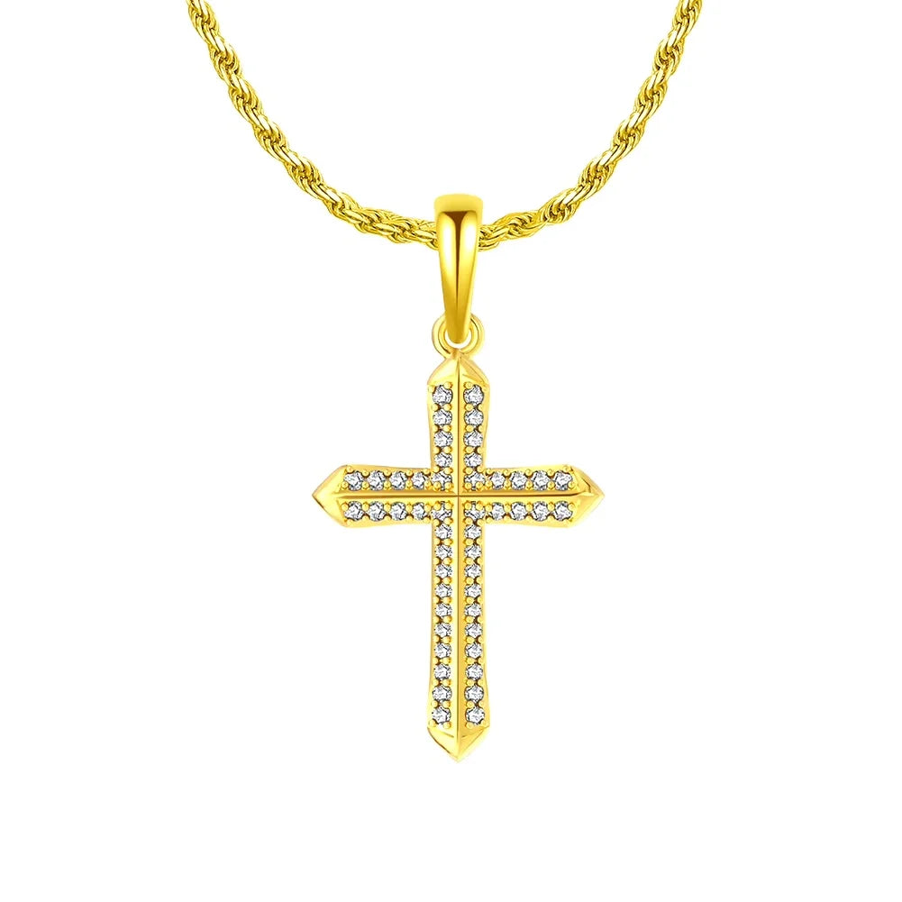 Moissanite Cross Pendant 2mm Chain