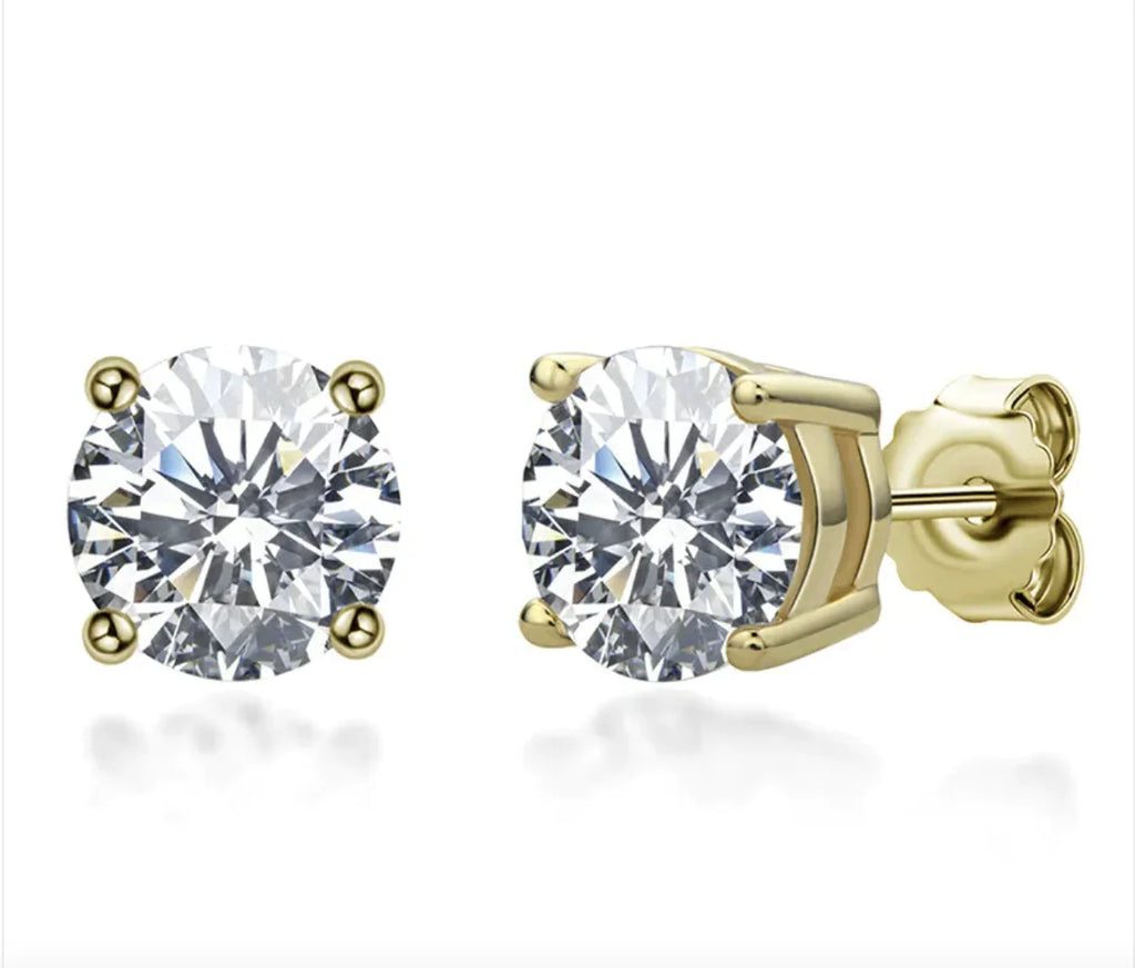 18K Gold Moissanite Stud Earrings