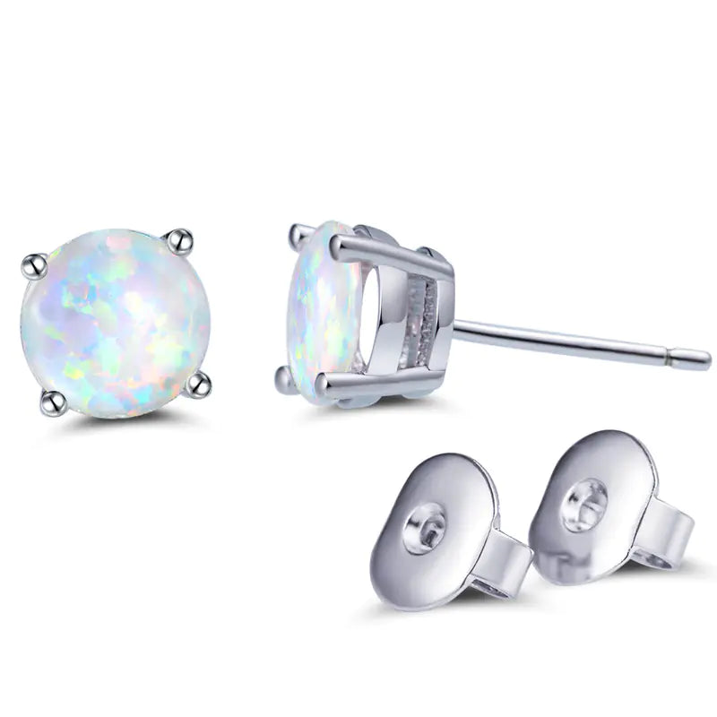 Gold-Plated Opal Stud Earrings