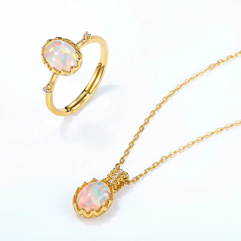 Vintage Opal Pendant Necklace