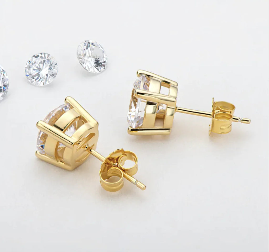 18K Gold Moissanite Stud Earrings